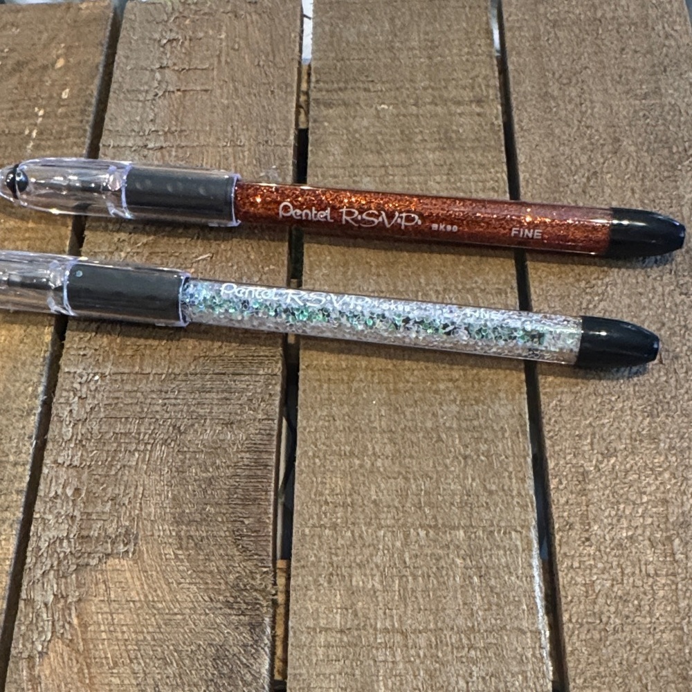 RSVP Glitter Ballpoint Pen Set - Copper and Silver